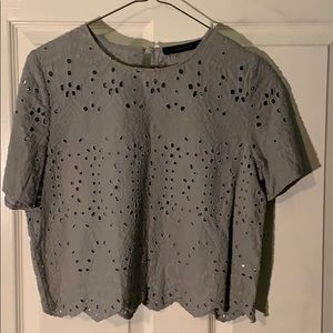 Zara light blue knit top.